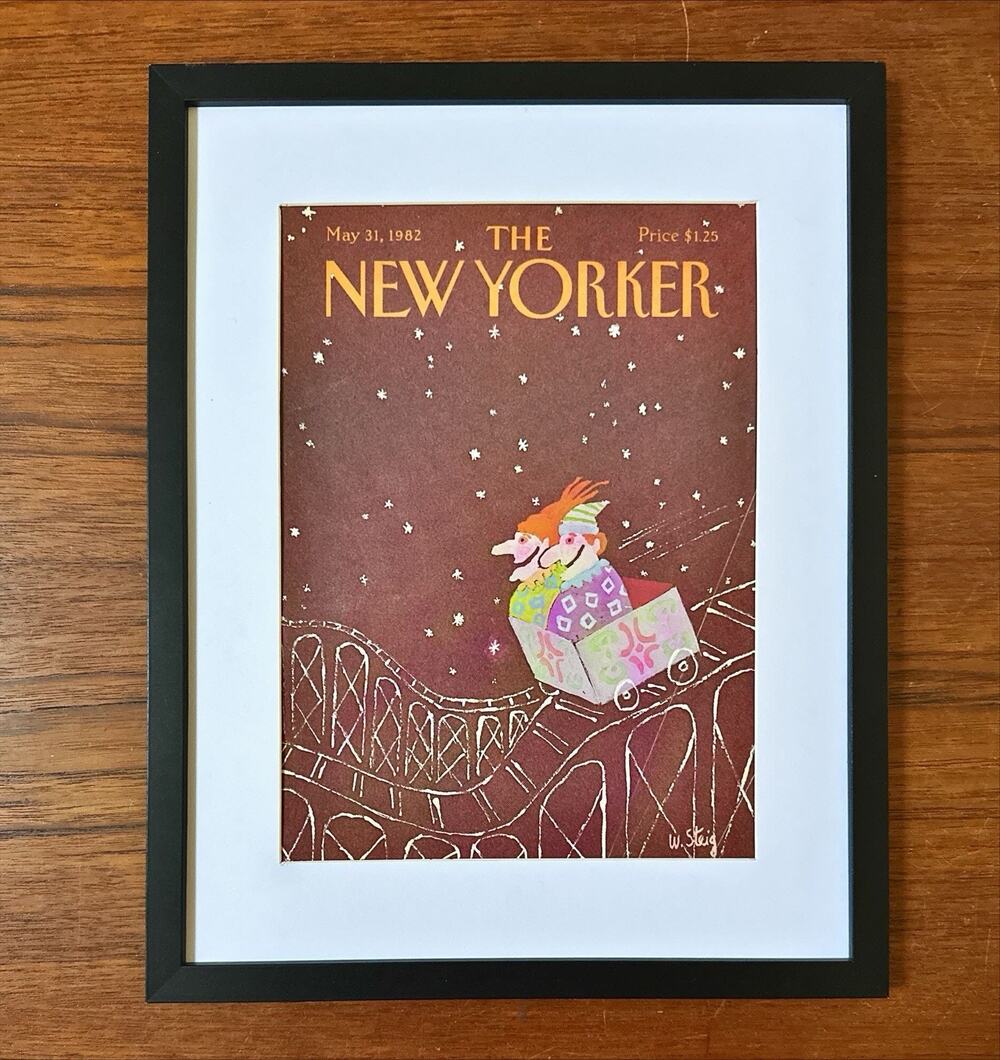 Framed 1982 The New Yorker May 31 Original Cover William Steig Roller Coaster